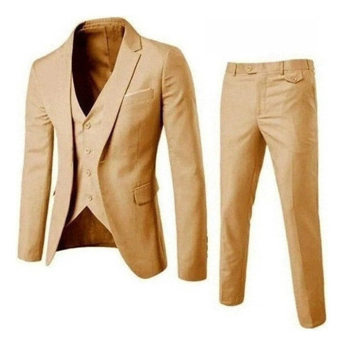 Ropa De Vestir Formal Para Hombre De Color Sólido De 3 Pieza