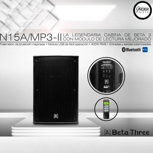 Imagen 3 de 6 de Cabina Altavoz Activa Beta Three N15a-ll Mp3 Bluetooth 400w
