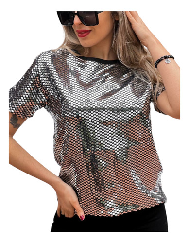 Top Blusa De Vestir Con Lentejuelas Piedras Fiesta Bordada Zozulka