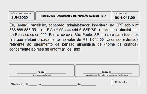 Recibo De Pensão Alimentícia Em Excel Editável - Modelo