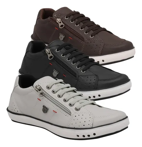 comprar Combo 3 Pares Sapatênis , Leve De  Zíper Super Conforto