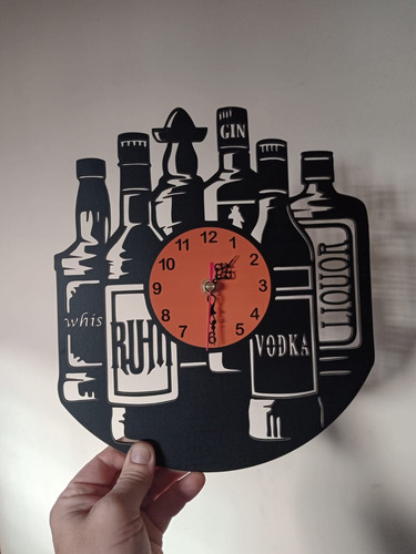 Reloj De Bebidas Negro Naranja