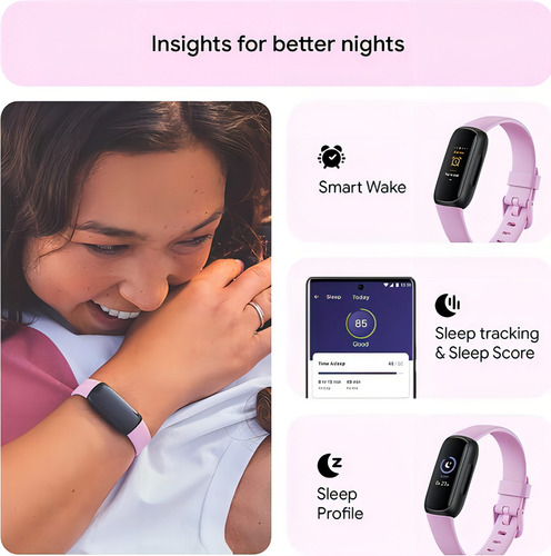 Smartband Fitbit Inspire 3 Fitness Tracker - Lilac Bliss Cor da caixa Lilás Desenho da pulseira Lilás