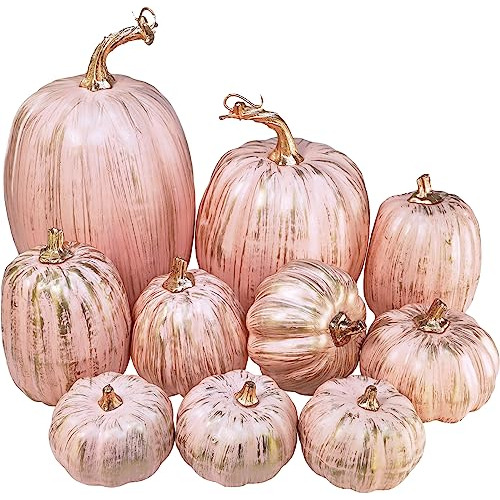 10 Piezas De Calabazas Decorativas Artificiales Variada...