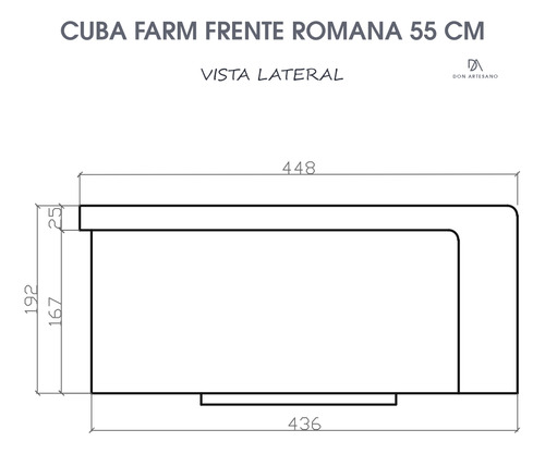 Cuba Cozinha Farm Sink Frente Romana 55 Cm Fazenda