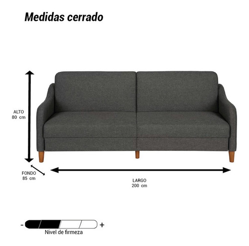 Sofa Cama Elithe Lino Gris 1pz Mueble Pieza Sala Sofa Sillon