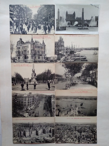 Lote 10 Antiguas Tarjetas Postales De Barcelona España C1900