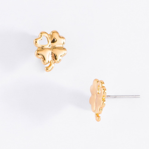 Aretes De La Suerte Trebol En Baño De Oro Marca Nice