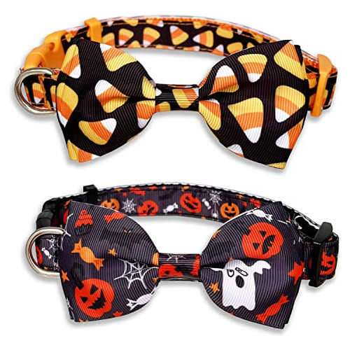 Juego De 2 Collares De Lazo De Halloween Perros, Collar...