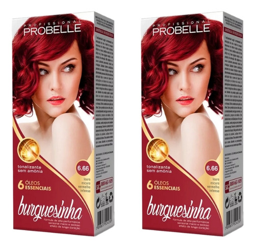 Coloraçao Probelle Burguesinha 6.66 Louro Esc Verm Int-2un Tom Sem tom