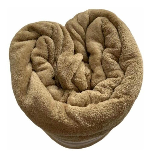 Cobertor Camesa Flannel Loft cor kaki com design liso de 2.2m x 1.8m