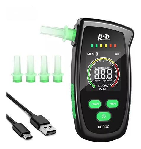 Medidor De Aliento Digital Recargable Breathalyzer Rd900