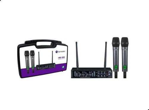 Microfone Sem Fio Uhf Duplo Harmonics Hsf300 - 2