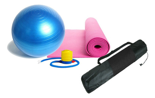 Bola Pilates 55cm Pelota Yoga Terapia Inflador + Colchoneta