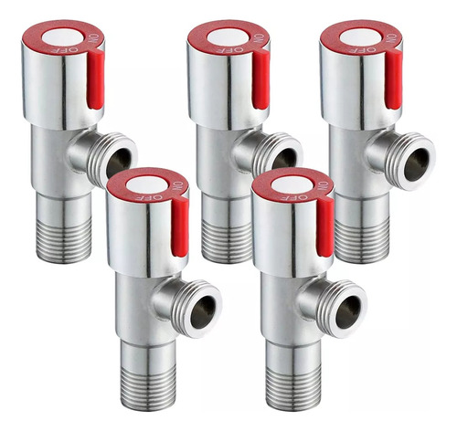 Llave De Paso Angular Roja 1/2 - 5 Unidades