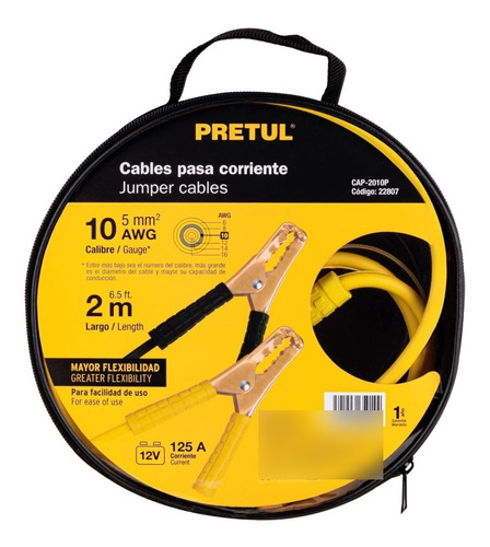 Cables Pasa Corriente 2 M, 125 A, 10 Awg, Pretul