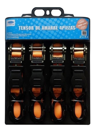 Pack De 4 Correas De Amarre 4,6 Mts Tecno Ofertazo