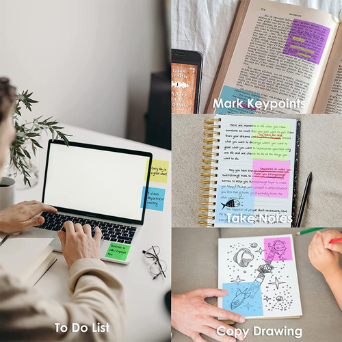 250 Notas Adhesivas Post It Transparente En 5 Colores