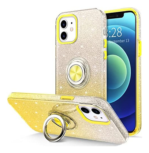 Funda Hython Para iPhone 12/12 Pro Yellow Glitter