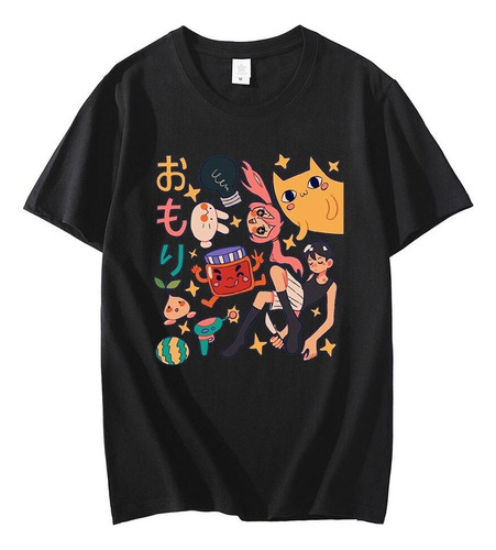 Sax Camiseta Omori Top Casual Estampado Harajuku Algodón Y