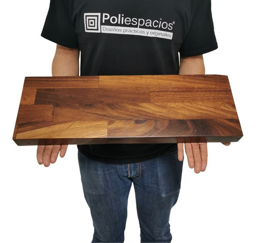 Imagen 3 de 10 de Repisa Flotante Madera Solida Parota Huanacaxtle 60x20 Cm