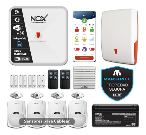 Kit Alarma Para Casa Marshall3 Gsm 3g Sirenas Celular Sirena