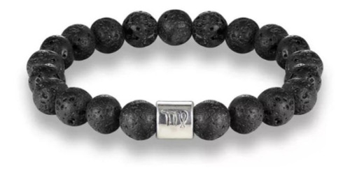 Pulsera Lava Negra Signo Zoodiacal Virgo Regalo Amor Amistad