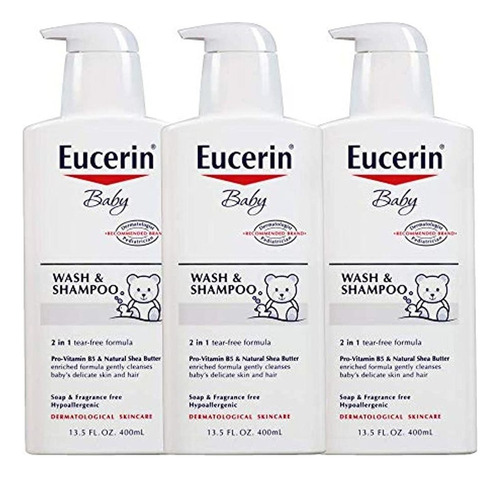 Eucerin Baby Wash And Shampoo  Fórmula 2 En 1 (paquete De 3)