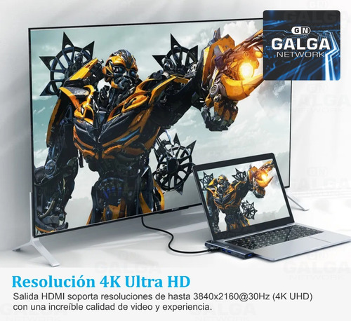 Imagen 6 de 9 de Adaptador Macbook Pro Air 13 15 16 8-1hdmi-sd-micro-rj45-usb