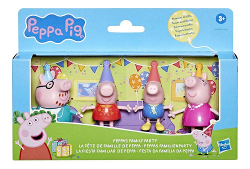 Peppa Pig Set De 4 Figuras - La Fiesta Familiar De Peppa