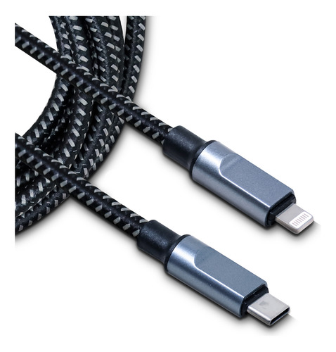 Cable Black+decker Usb-c A Lightning 2m Carga Rápida 2.4a Negro