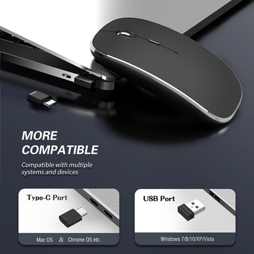 Carregamento De Mouse Sem Fio, Modos Duplos Portáteis Usb-a