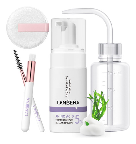 Lanbena Kit De Champu De Pestanas Para Extensiones De Pestan