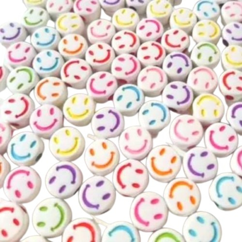 Luneta Emoji 1000 Pz Carita Feliz  Blanco Pulsera Bisuteria