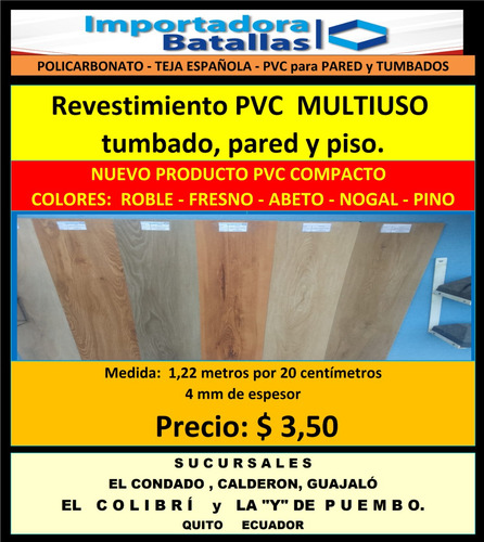 Revestimiento De Pvc Piso Pared Cielo Generadores Eléct Pvc3