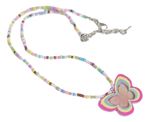(4 #mold) Collar De Perlas De Mariposa Coloridas Con Clavícu