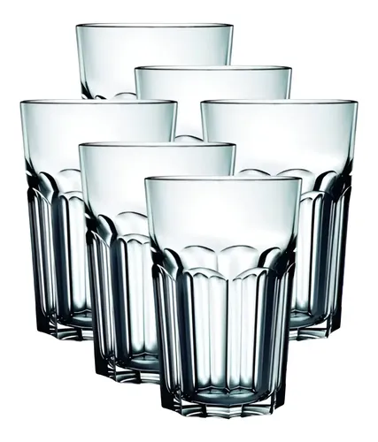 Jogo Kit 6 Copos Vidro Grosso 400ml Água Suco Drink Premium Cor Transparente Original Line