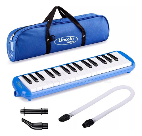 Melodica Piano Lincoln Winds 32 Notas Con Estuche Negra Azul