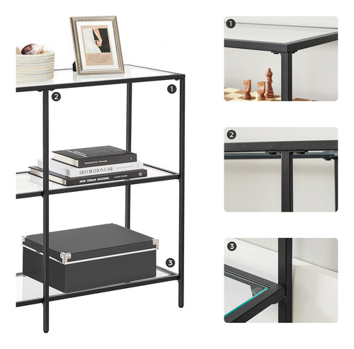 Mesa De Consola De Entrada Estante De Vidrio Templado 3 Nive