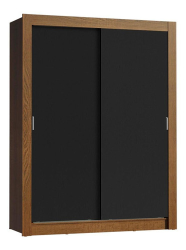 Guarda-roupa Solteiro Madesa Dallas Plus 2 Portas Correr Rp Cor Rustic/Preto