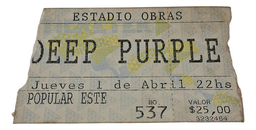 Deep Purple Estadio Obras Sanitarias Entrada