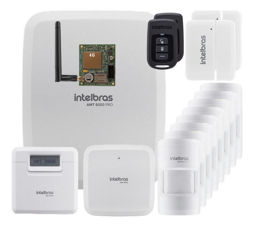 Kit Alarme Wifi Net 4g S Fio Amt8000 Pro 10 Sensor Intelbras