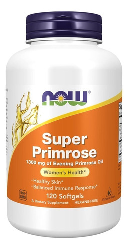 Super Primrose Onagra Oil 1300mg 120softgeles, Now,