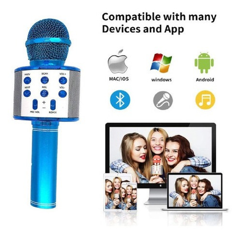 Micrófono Parlante Karaoke Bluetooth Inalámbrico Colores
