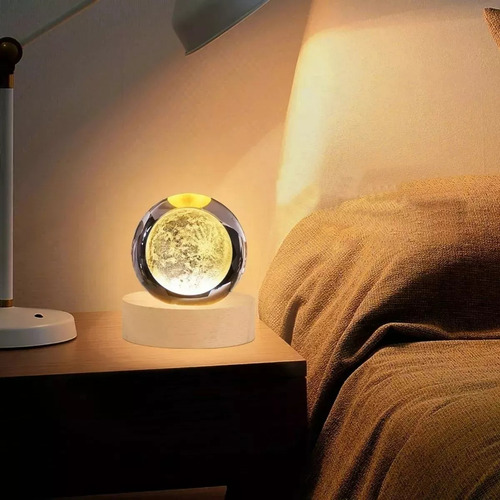 Luz Nocturna Led Luz Nocturna De Cristal Lunar 3d