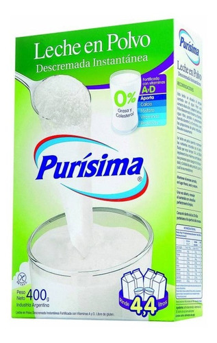 Purísima Leche En Polvo Descremada 400g. X 2 Unidades