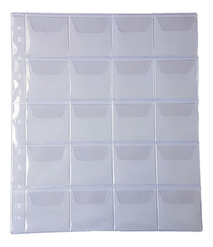 Imagem 2 de 5 de 10 Plásticos Para Moedas Coin Holder Folha 20 Espaços C/ Aba