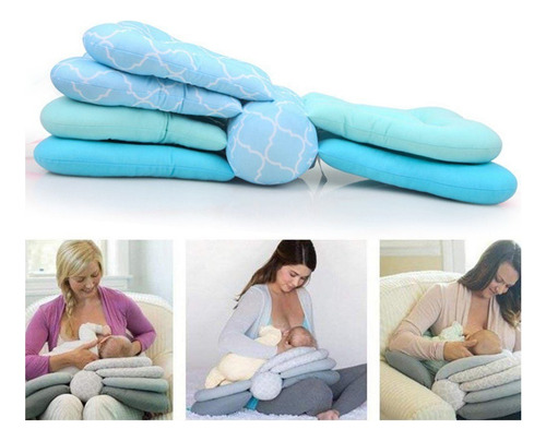 Almohada De Lactancia 3 Niveles Ajustable Multiuso Celeste