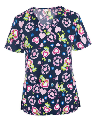Camiseta Exfoliante Con Cuello En V Para Mujer, Uniforme De