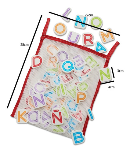 Imagen 5 de 9 de Juguete Agua Bebe Letras Goma Eva Con Bolsa Infantil Niños